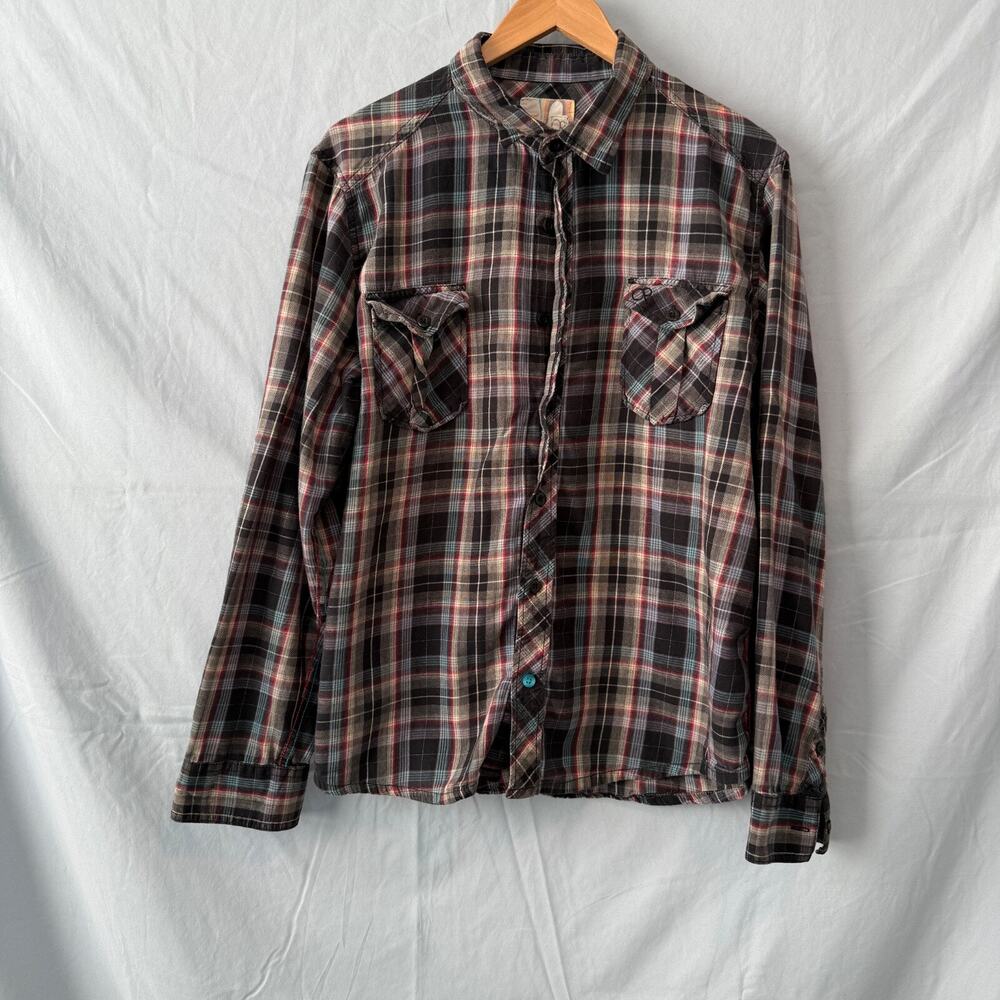 Men’s OP Long Sleeve Plaid Shirt Size XL Button-Up
